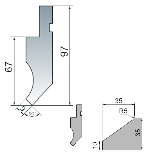 90 degree right angle upper punch-1d
