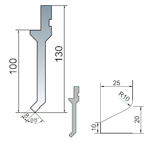 88°upper punch of right angle bending tool-2d