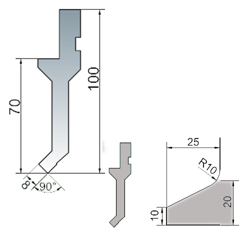 90°upper punch of right angle bending tool-1d