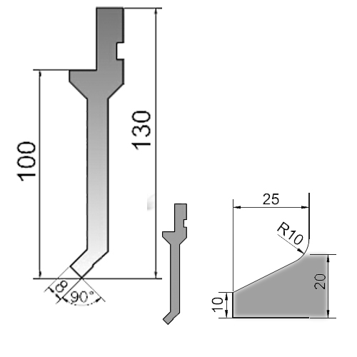 90°upper punch of right angle bending tool-2d