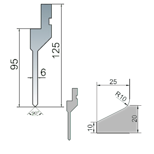90°upper punch of right angle bending tool-3d
