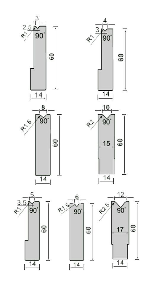 90 °single V slot inserted type die-1d