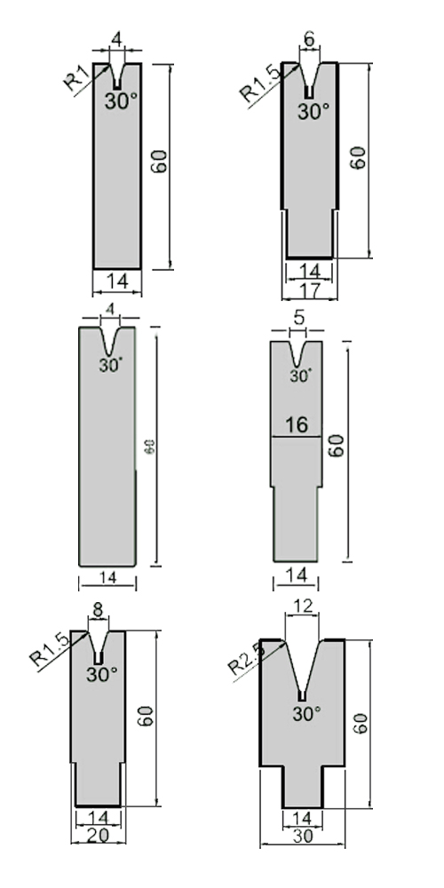 30°single V slot inserted type die-1d