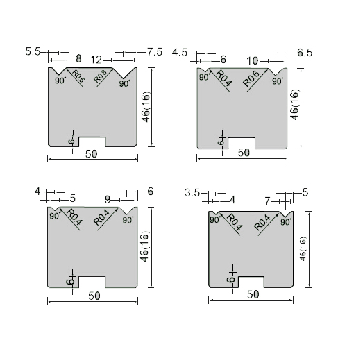 90 degree 2V fixed guide lower die-1d