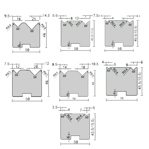 88 degree 2V fixed guide lower die-1d